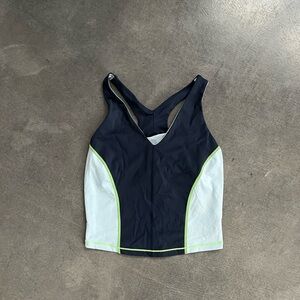 Sweaty Betty Navy & Light Blue Athletic Tank with Lime Piping